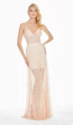 Ashley Lauren - 1459 Sparkly Beads And Sequins Sheer Evening Dress