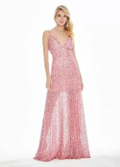 Ashley Lauren - 1459 Sparkly Beads And Sequins Sheer Evening Dress 25 Ashley Lauren - 1459 Sparkly Beads And Sequins Sheer Evening Dress -Wedding Dresses shop online ashley lauren 1459 sparkly beads and sequins sheer evening dress special occasion dress 0 pink 27993343950931