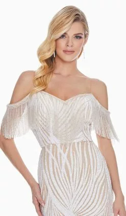 Ashley Lauren - 1521 Fringe Off-Shoulder Trumpet Dress -Wedding Dresses shop online ashley lauren 1521 fringe off shoulder trumpet dress special occasion dress 7525003886675