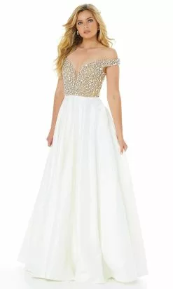 Ashley Lauren - 1792A Bejeweled Deep Off Shoulder Ballgown