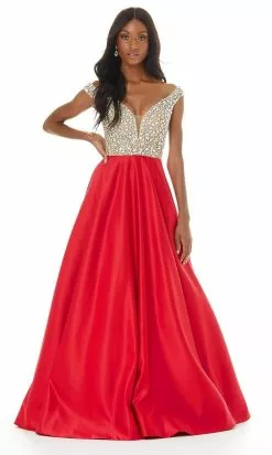 Ashley Lauren - 1792A Bejeweled Deep Off Shoulder Ballgown 9 Ashley Lauren - 1792A Bejeweled Deep Off Shoulder Ballgown -Wedding Dresses shop online ashley lauren 1792a bejeweled deep off shoulder ballgown evening dresses 0 red 14970606583891