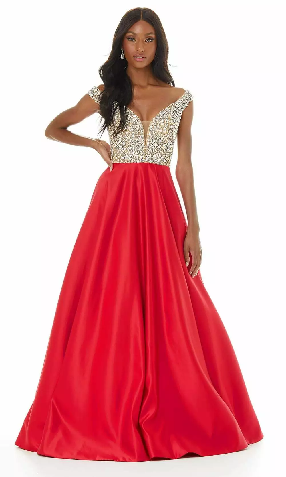 Ashley Lauren - 1792A Bejeweled Deep Off Shoulder Ballgown 5 Ashley Lauren - 1792A Bejeweled Deep Off Shoulder Ballgown - Image 3