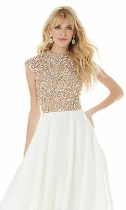 Ashley Lauren - 1980 Pearl Beading A-Line Evening Gown -Wedding Dresses shop online ashley lauren 1980 pearl beading a line evening gown prom dresses 14997078245459