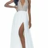 Ashley Lauren - 1989 Plunging Halter A-Line Gown With Slit