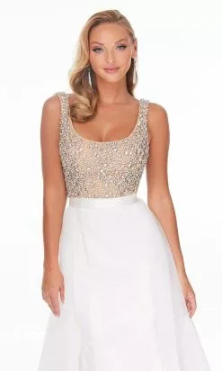 Ashley Lauren - 1990 Embellished Scoop Dress With Overskirt -Wedding Dresses shop online ashley lauren 1990 embellished scoop dress with overskirt evening dresses 15598090453075
