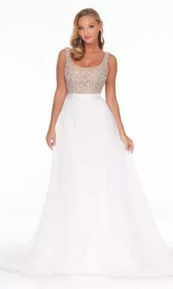 Ashley Lauren - 1990 Embellished Scoop Dress With Overskirt -Wedding Dresses shop online ashley lauren 1990 embellished scoop dress with overskirt evening dresses 15598090518611