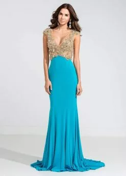 Ashley Lauren Bridal - 1051 Beaded Jersey Evening Dress -Wedding Dresses shop online ashley lauren bridal 1051 beaded jersey evening dress evening dresses 10 turquoise 28938312384595
