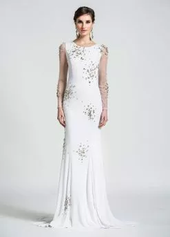 Ashley Lauren Bridal - 1053 Open Back Beaded Jersey Dress