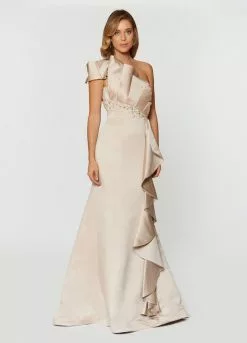 Ashley Lauren Bridal - 1066 Asymmetrical Ruffle Evening Dress