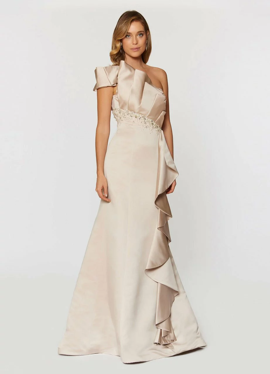 Ashley Lauren Bridal - 1066 Asymmetrical Ruffle Evening Dress 3 Ashley Lauren Bridal - 1066 Asymmetrical Ruffle Evening Dress