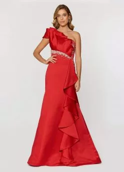 Ashley Lauren Bridal - 1066 Asymmetrical Ruffle Evening Dress 8 Ashley Lauren Bridal - 1066 Asymmetrical Ruffle Evening Dress -Wedding Dresses shop online ashley lauren bridal 1066 asymmetrical ruffle evening dress bridal dresses 0 red 29041043112019