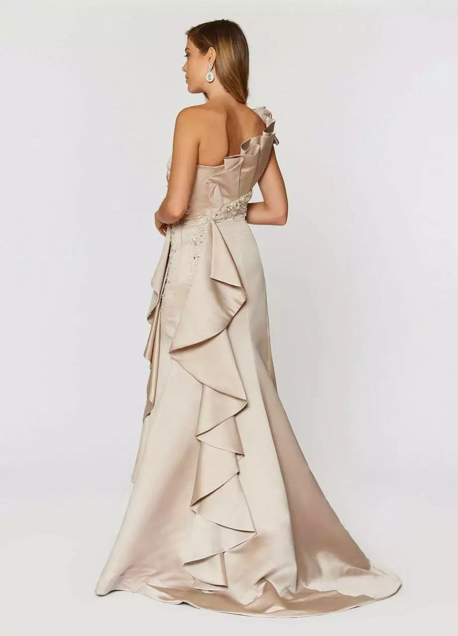 Ashley Lauren Bridal - 1066 Asymmetrical Ruffle Evening Dress 4 Ashley Lauren Bridal - 1066 Asymmetrical Ruffle Evening Dress - Image 2