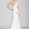 Ashley Lauren Bridal - 1087 Beaded Asymmetric Pleated Mermaid Dress