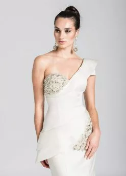 Ashley Lauren Bridal - 1087 Beaded Asymmetric Pleated Mermaid Dress -Wedding Dresses shop online ashley lauren bridal 1087 beaded asymmetric pleated mermaid dress bridal dresses 5648677503033