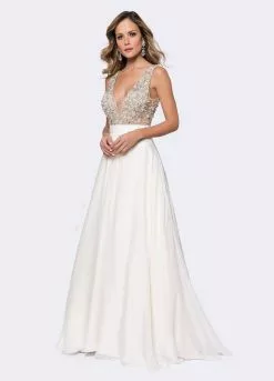 Ashley Lauren Bridal - 1164 Embellished Deep V-neck Ballgown With Train