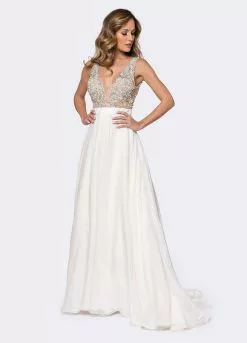Ashley Lauren Bridal - 1164 Embellished Deep V-neck Ballgown With Train -Wedding Dresses shop online ashley lauren bridal 1164 embellished deep v neck ballgown with train special occasion dress 5648674717753