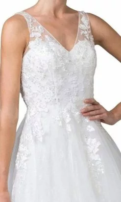 Aspeed Bridal - L2355 V Neck Tulle Long Wedding Gown -Wedding Dresses shop online aspeed bridal l2355 v neck tulle long wedding gown wedding dresses 28510166581331