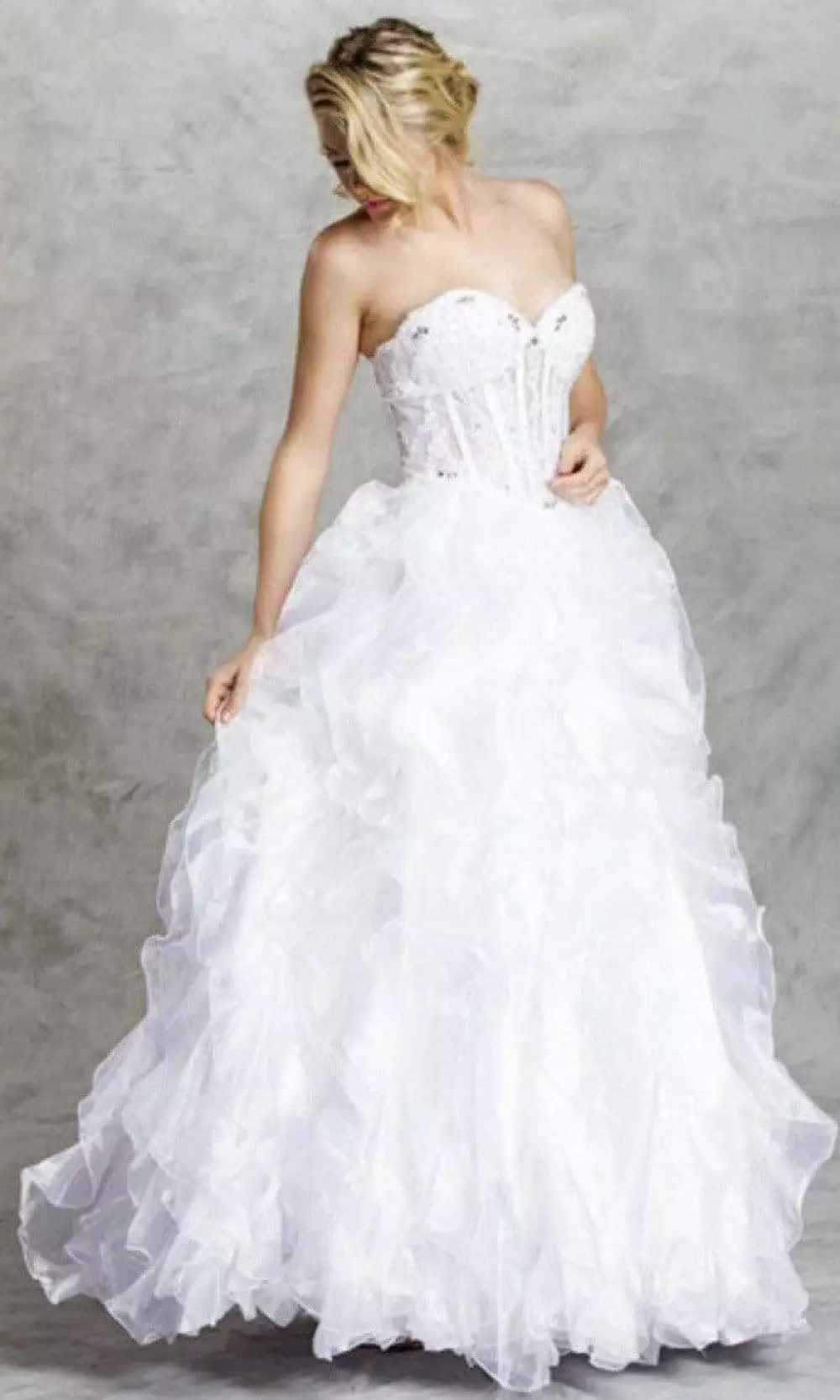 Aspeed Bridal - LH032 Corset Bod Ruffled Wedding Gown 3 Aspeed Bridal - LH032 Corset Bod Ruffled Wedding Gown
