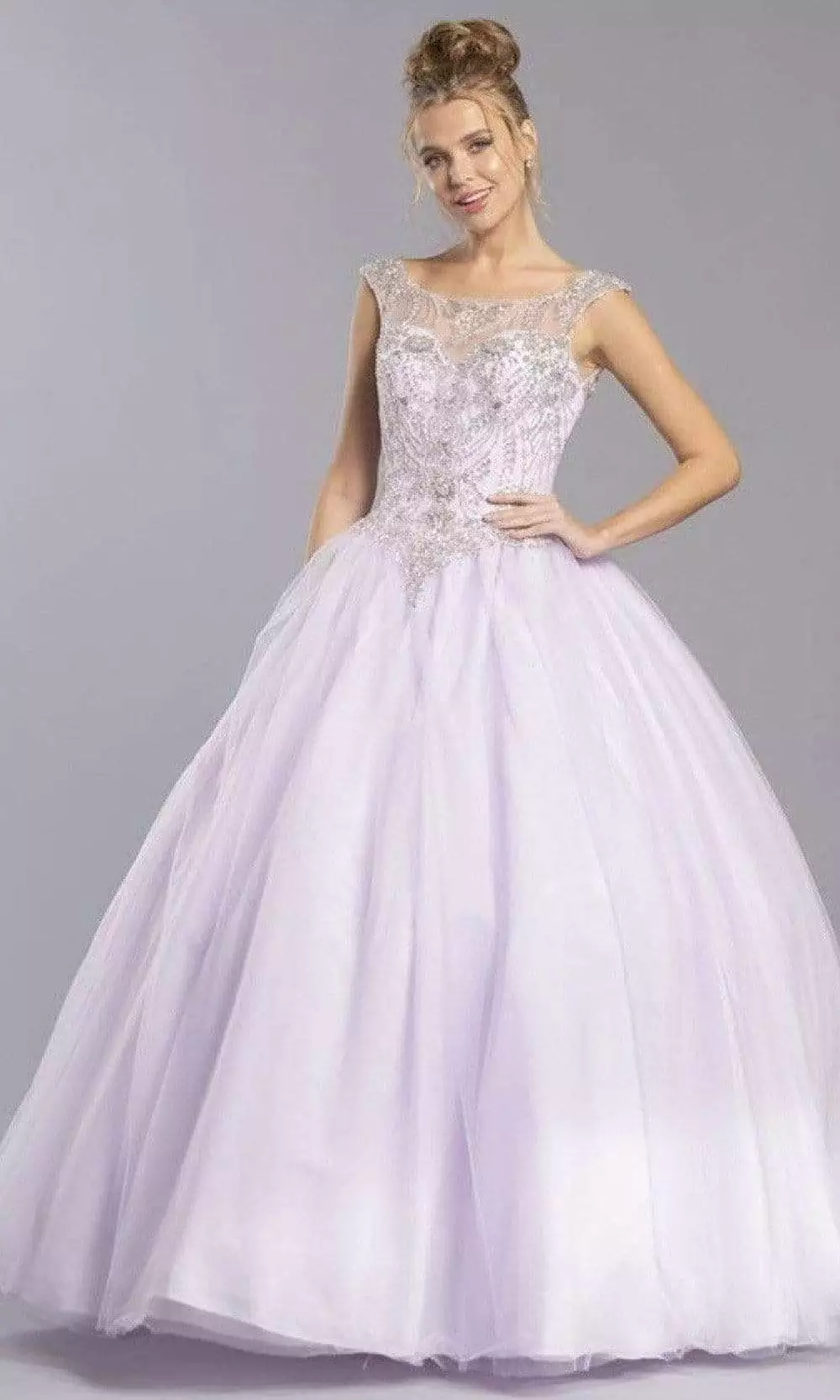Aspeed Design - L2258 Illusion Bateau Beaded Ball Gown 6 Aspeed Design - L2258 Illusion Bateau Beaded Ball Gown - Image 4