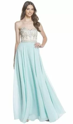 Aspeed Design - Beaded Strapless A-Line Evening Dress -Wedding Dresses shop online beaded strapless a line evening dress evening dressses xxs mint 5654615719993