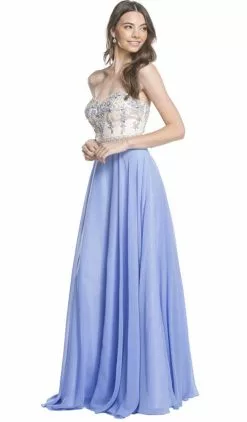 Aspeed Design - Beaded Strapless A-Line Evening Dress -Wedding Dresses shop online beaded strapless a line evening dress evening dressses xxs perry blue 5654615752761