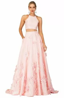 Cecilia Couture - 2145 Two-Piece Halter Neck Long Dress