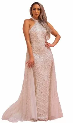 Chic And Holland BR1990 - High Halter Overskirt Bridal Dress