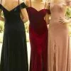 Christina Wu Celebration - 22107 Off Shoulder High Slit Velvet Gown -Wedding Dresses shop online christina wu celebration 22107 off shoulder high slit velvet gown bridesmaid dresses 0 navy 30152735391827