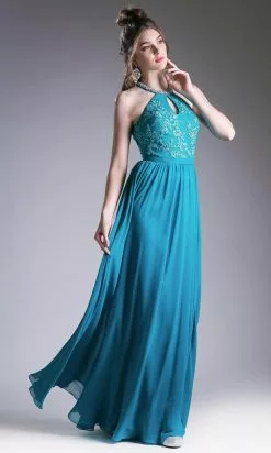 Cinderella Divine 1006 - Keyhole Front Pleated A-line Dress -Wedding Dresses shop online cinderella divine 1006 keyhole front pleated a line dress special occasion dress xs teal 31099826241619