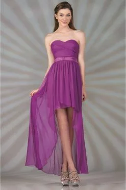 Cinderella Divine - 7750 Strapless Sweetheart Chiffon High Low Dress -Wedding Dresses shop online cinderella divine 7750 strapless sweetheart chiffon high low dress prom dresses xs purple 14181980930131