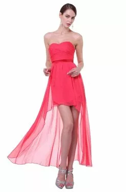 Cinderella Divine - 7750 Strapless Sweetheart Chiffon High Low Dress