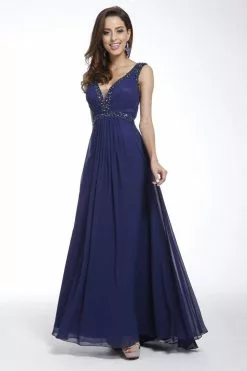 Cinderella Divine - 958 Sparkly Beaded Sleeveless V Neck Chiffon Gown -Wedding Dresses shop online cinderella divine 958 sparkly beaded sleeveless v neck chiffon gown bridesmaid dresses 2 navy 14171587641427