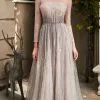 Cinderella Divine B701 - Long Sleeved Evening Dress -Wedding Dresses shop online cinderella divine b701 long sleeved evening dress special occasion dress 2 purple grey 29623795875923