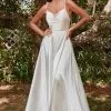 Cinderella Divine - BD104W Sleeveless Satin A-Line Gown -Wedding Dresses shop online cinderella divine bd104w sleeveless satin a line gown bridal dresses 30594985656403