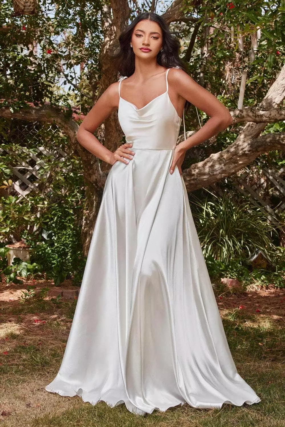 Cinderella Divine - BD104W Sleeveless Satin A-Line Gown 3 Cinderella Divine - BD104W Sleeveless Satin A-Line Gown