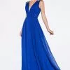 Cinderella Divine - J746 Beaded Plunging Ruched Evening Dress -Wedding Dresses shop online cinderella divine beaded plunging ruched evening dress special occasion dress 2 royal 28047040544851