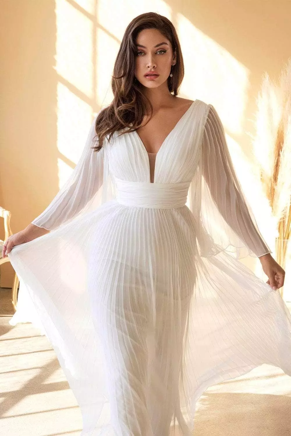 Cinderella Divine Bridal - Pleated Formal Dress CD242W - 2 Pc Off White In Size 10 Available 4 Cinderella Divine Bridal - Pleated Formal Dress CD242W - 2 Pc Off White In Size 10 Available - Image 2