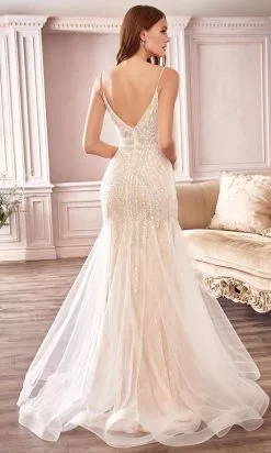 Cinderella Divine Bridal - Plunging V-Neck Embellished Mermaid Dress CDS401 - 1 Pc Off White In Size 10 Available -Wedding Dresses shop online cinderella divine bridal plunging v neck embellished mermaid dress cds401 1 pc off white in size 10 available ccsale 10 off white 28837687722067