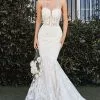 Cinderella Divine Bridal - Strapless Lace Corset Bridal Gown CB066W - 1 Pc Off White In Size 16 Available -Wedding Dresses shop online cinderella divine bridal strapless lace corset bridal gown cb066w 1 pc off white in size 16 available ccsale 16 off white 28508233334867