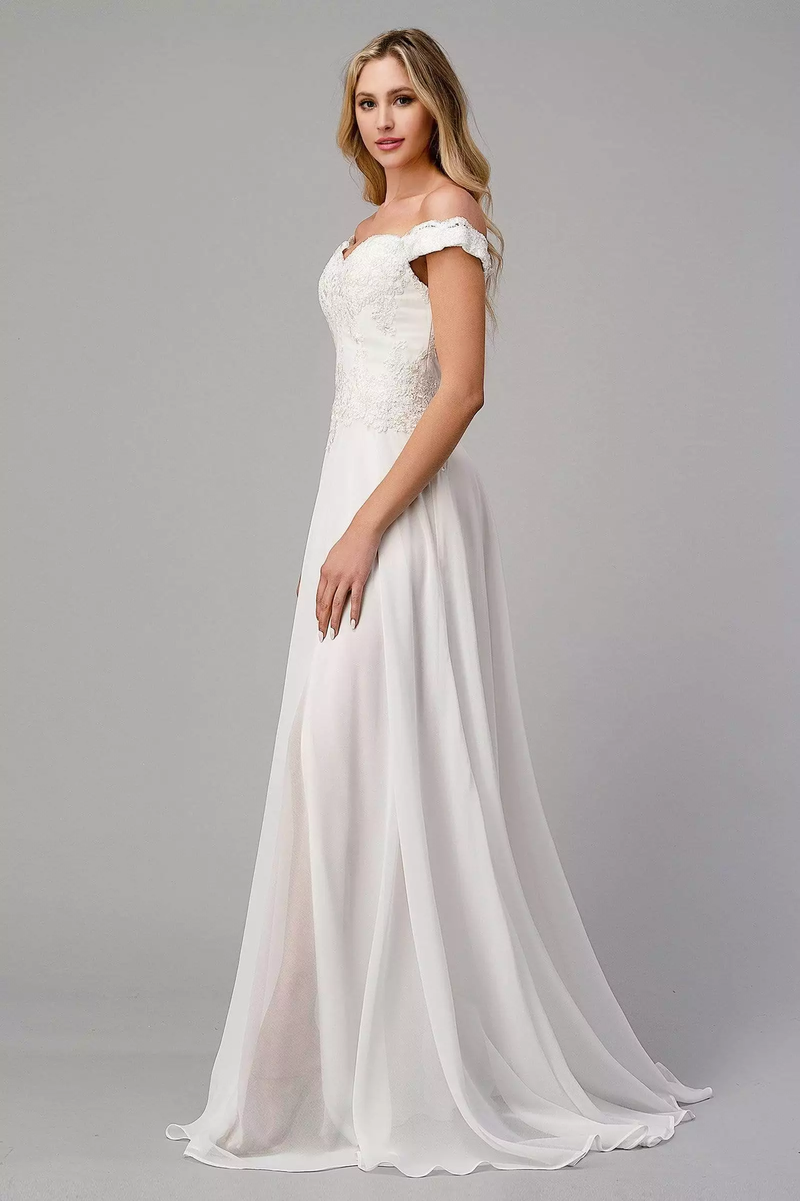 Cinderella Divine Bridals - 7258W Scalloped Off Shoulder Lace A-Line Gown 9 Cinderella Divine Bridals - 7258W Scalloped Off Shoulder Lace A-Line Gown - Image 7