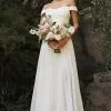 Cinderella Divine Bridals - 7258W Scalloped Off Shoulder Lace A-Line Gown -Wedding Dresses shop online cinderella divine bridals 7258w scalloped off shoulder lace a line gown wedding dresses xxs off white 28656689315923