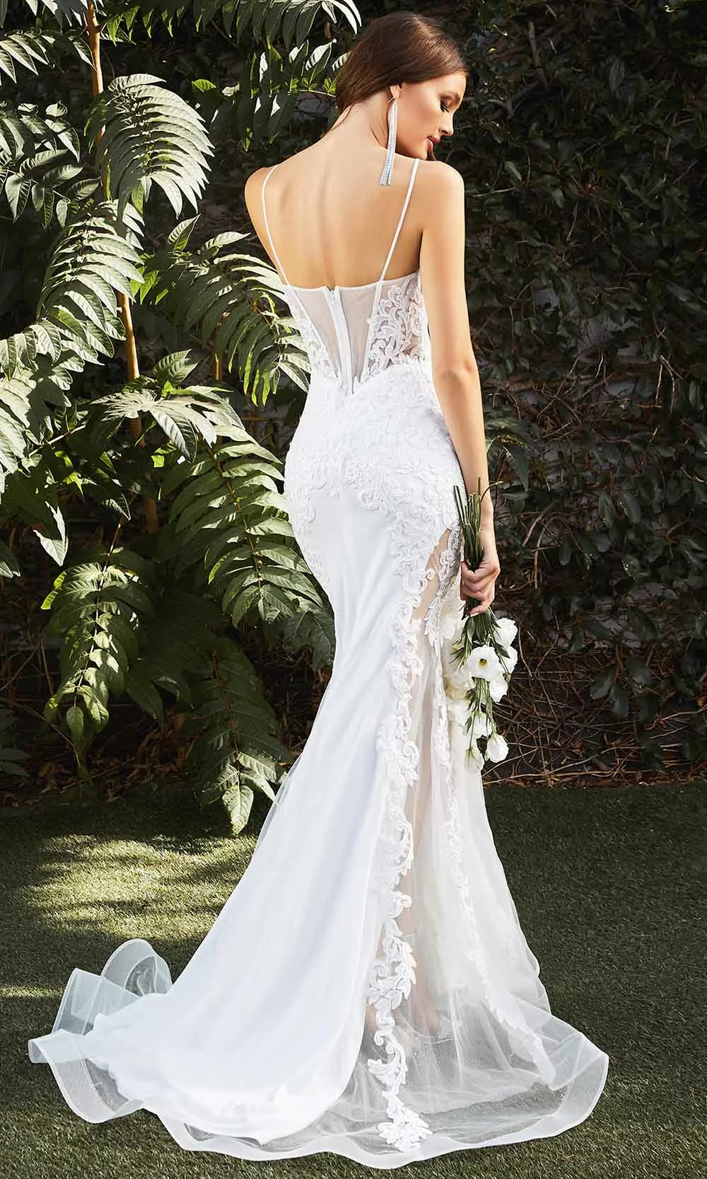 Cinderella Divine Bridals - CD937W Embroidered V Neck Mermaid Gown 4 Cinderella Divine Bridals - CD937W Embroidered V Neck Mermaid Gown - Image 2