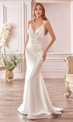 Cinderella Divine Bridals - CH236W Plunging V Neck Mermaid Bridal Gown -Wedding Dresses shop online cinderella divine bridals ch236w plunging v neck mermaid bridal gown wedding dresses 15880275034195