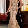 Cinderella Divine - C57 Embellished Deep V Neck Mermaid Gown -Wedding Dresses shop online cinderella divine c57 embellished deep v neck mermaid gown evening dresses 2 gold 15707140325459