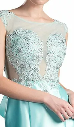 Cinderella Divine - 8984A Cap Sleeve Appliqued Plunging Illusion Gown -Wedding Dresses shop online cinderella divine cap sleeve appliqued plunging illusion gown special occasion dress 13746009931859