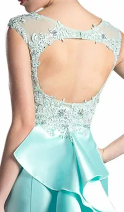 Cinderella Divine - 8984A Cap Sleeve Appliqued Plunging Illusion Gown -Wedding Dresses shop online cinderella divine cap sleeve appliqued plunging illusion gown special occasion dress 13746009964627