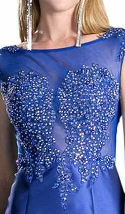 Cinderella Divine - 8984A Cap Sleeve Appliqued Plunging Illusion Gown -Wedding Dresses shop online cinderella divine cap sleeve appliqued plunging illusion gown special occasion dress 13746010030163