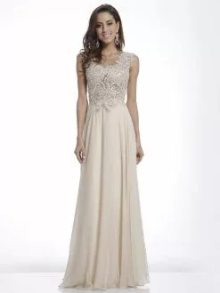 Cinderella Divine Cap Sleeve Beaded Lace Chiffon Gown CJ1022