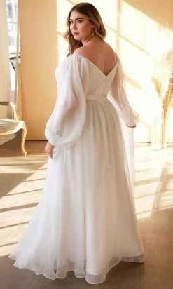 Cinderella Divine CD243WC - Sheer Long Sleeve Wedding Gown -Wedding Dresses shop online cinderella divine cd243wc sheer long sleeve wedding gown wedding dresses 31106821881939