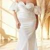 Cinderella Divine CD984WC - Puff Sleeves Satin Wedding Dress -Wedding Dresses shop online cinderella divine cd984wc puff sleeves satin wedding dress wedding dresses 18 off white 31106828042323